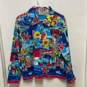 New Directions Multicolor Floral crop Jacket